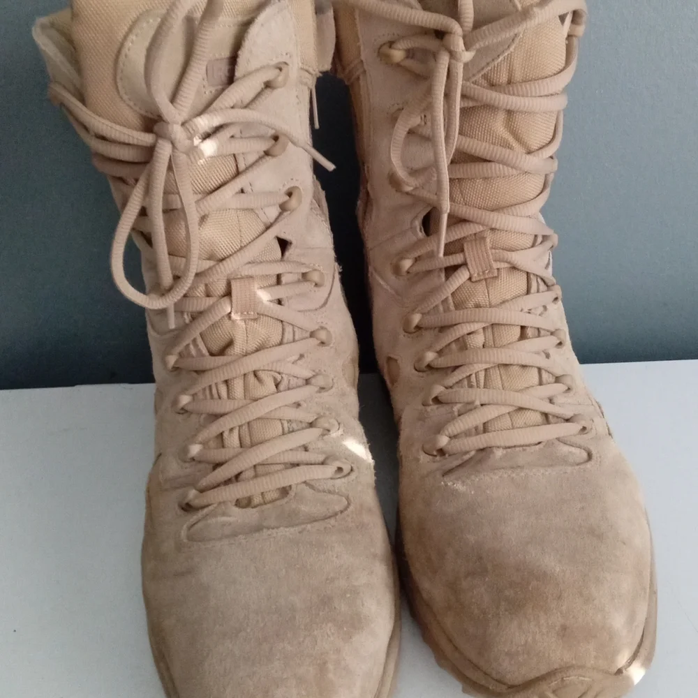 Reebok‎ Men's Desert Tan Tactical Combat Boots Lace Up Side Zip Sz 11